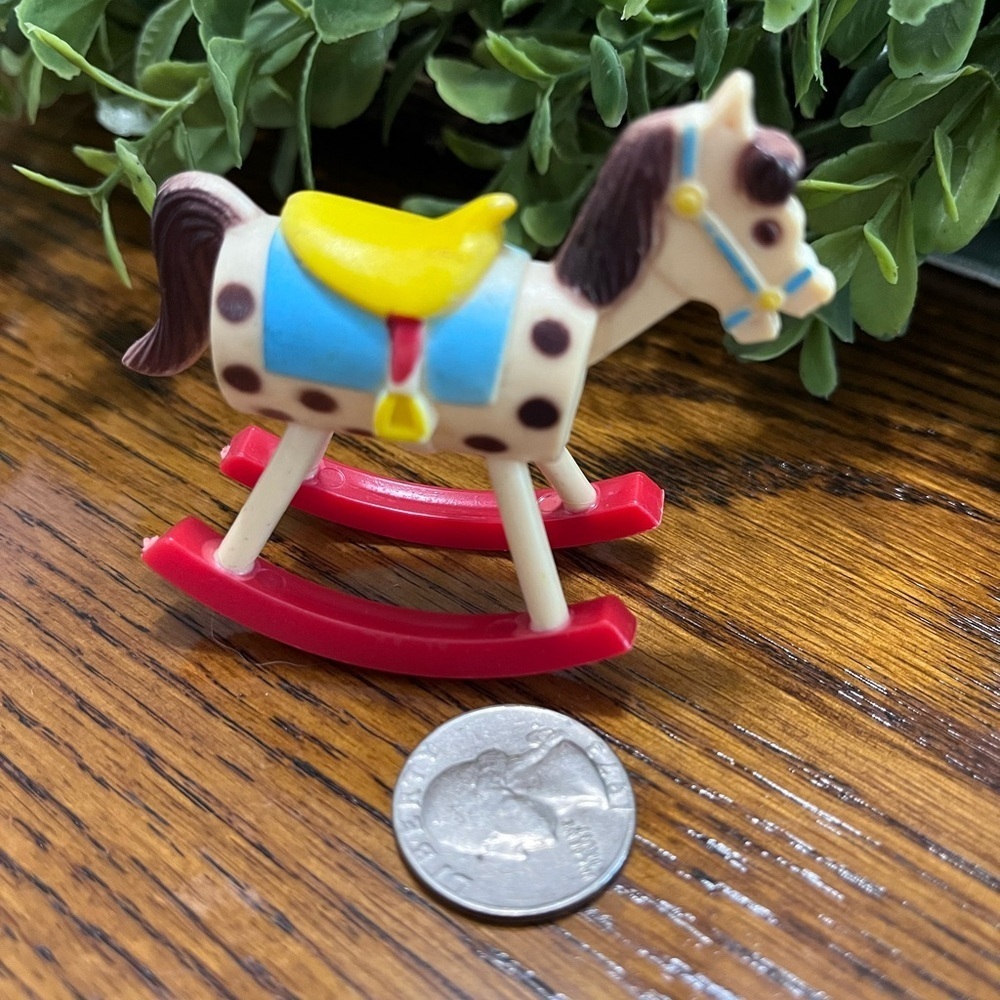 Miniature Dollhouse Rocking Horse Wilton Cake Topper Toy Plastic Figurine HK
